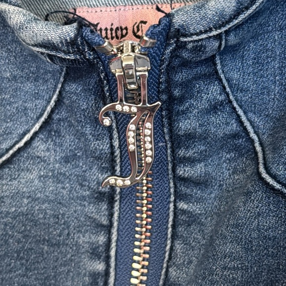Juicy Couture NWT Sweetheart Neckline Dark Wash Denim Mini Short Dress - Picture 2 of 11